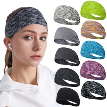 Imagem de Bandanas de transpiração para mulheres, faixa de cabeça elástica fashion com absorção de suor respirável para ioga fitness esporte (cor B)