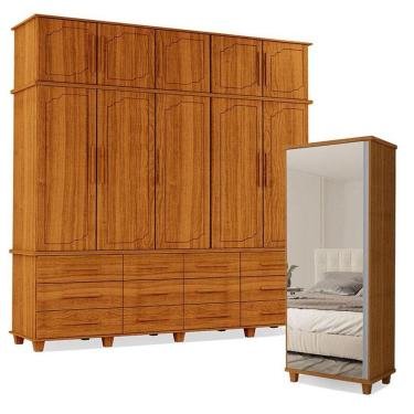 Imagem de Guarda Roupa Casal Berlim E Armário Multiuso Londres Freijó - Luapa Móveis