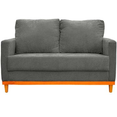 Imagem de Sofa Berlim 2 Lugares Base De Madeira Tecido Impermeavel Cinza Escuro