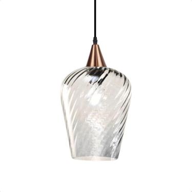 Imagem de Lustre Pendente Taschibra Monalisa G Rigato Transparente E27 Bivolt Cobre
