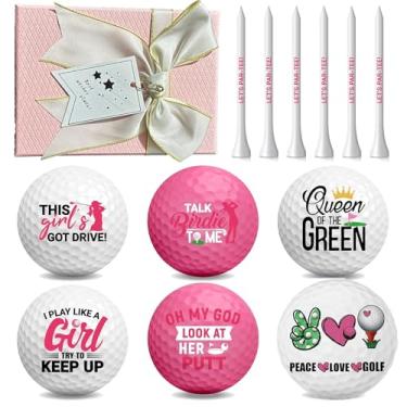 Imagem de BULANGFA Conjunto de bolas de golfe femininas engraçadas para mulheres com camisetas e caixa de presente, presentes de golfe para mulheres, colegas de trabalho, golfista, rosa