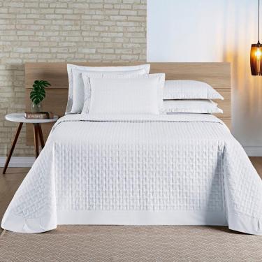 Imagem de Cobre Leito Madri Percal 200 Fios 100% Algodão Casal Padrão 03 Peças - Branco