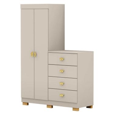 Imagem de Cômoda Guarda-roupa Com 4 Gavetas E 5 Prateleiras Cristine Fendi