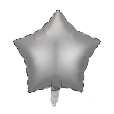 Imagem de BALAO CROMADO ESTRELA C/CANUDO PRATEADO 5" C/ 6 UNIDADES