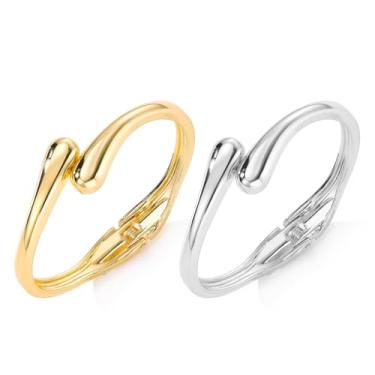 Imagem de Arthur Liu Pulseira feminina banhada a ouro 14 quilates com pedras não manchadas, joias modernas, One Size, Aço inoxidável, Sem Pedra Preciosa