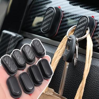 Imagem de Cabides de banco traseiro multifuncionais com mini gancho, adesivos universais para cabo de carregamento de chaves, preto B