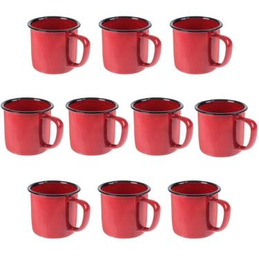 Imagem de Caneca Esmaltada 150Ml 6Cm Vermelha Kit 10 Un