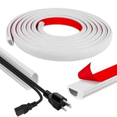 Imagem de Escondedor de cabos, ocultador de cabo de parede autoadesivo de 299 cm, capas de cabo de extensão para piso, capa de fio corretivo para TV montada na parede, cavidade de cabos de casa e escritório 1,6