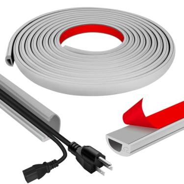 Imagem de Escondedor de cabos, ocultador de cabo de parede autoadesivo de 599 cm, capas de cabo de extensão para piso, capa de fio corretivo para TV montada na parede, cavidade de cabos de casa e escritório 1,6