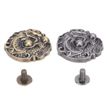 Imagem de 2 conjuntos de botões de metal com padrão de dragão, decoração de botões de roupas vintage de liga de zinco, 24 mm para artesanato de couro para reparos, decorações para pulseiras, chapéus, cintos e