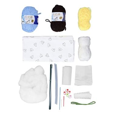 Imagem de Conjunto de material de buquê de malha à mão fino acabamento diy kit de buquê de flores artificiais materiais para presente de menina amantes de artesanato (6 girassóis azuis 3 margaridas)