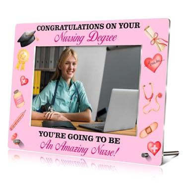 Imagem de HRIOROII Porta-retrato de enfermeiras, parabéns pelo seu grau de enfermagem, moldura acrílica, presentes de formatura para estudantes de enfermagem, presentes de graduação para estudantes de