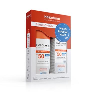 Imagem de Kit Helioderm Protetor Solar Corporal FPS50 200mL + Facial FPS50 Sem Cor 50g