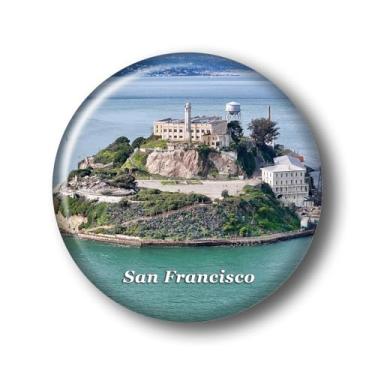 Imagem de Imã de geladeira California San Francisco Ilha de Alcatraz 3D Ímãs de geladeira de vidro de cristal em São Francisco Viagem Colecionável Lembrança Presentes Decoração de geladeira