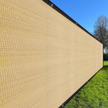 Imagem de HARFINGTON Fence Privacy Screen 2,1 m x 10,1 m (20 Sqft) Capa de pano de sombra de malha de cerca cobertura de rede de sombra para varanda exterior deck quintal planta de varanda, cáqui