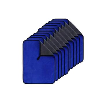 Imagem de Kit 10 Panos Microfibra 400g Multiuso Polimento Flanela(Azul)