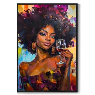 Imagem de Arte de parede em tela feminina afro-americana, imagens descoladas de meninas negras, pôster de beleza afro-americana, arte de parede, arte de parede, moda, abstrata, decoração de sala de estar, 40,6
