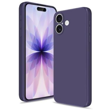 Imagem de Btstring Capa para iPhone 17, capa de silicone macio com proteção de câmera atualizada, capa fina à prova de choque com forro de microfibra antiarranhões, roxo profundo