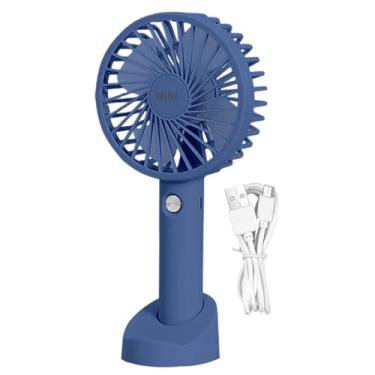 Imagem de Ventilador portátil portátil, ventilador portátil recarregável - Leque Pessoal com Base,Ventilador de mão portátil pessoal, ventilador de resfriamento pequeno de recarga de 3 velocidades com