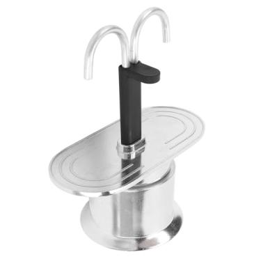 Imagem de Domary Cafeteira de Cabeça Dupla, Liga de Alumínio DIY Mini Cafeteira Italiana Com Fogão de Cabeça Dupla para café Doméstico, Com Design de Tubo Duplo, Aquecimento Rápido (Base Redonda)