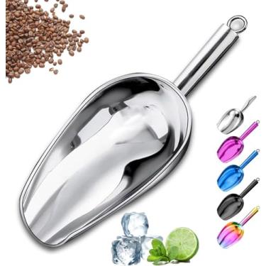 Imagem de Colher de gelo de metal, colher de gelo de cozinha para máquina de gelo, colher de gelo pequena de aço inoxidável para freezer, utensílios de cozinha, farinha de biscoito, colher de ração para cães