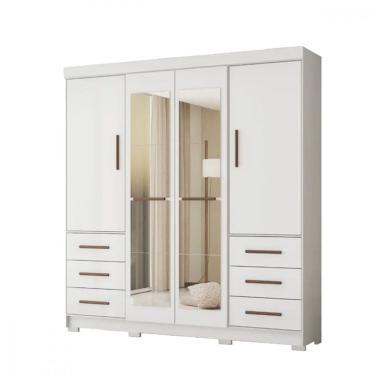 Imagem de Guarda-Roupa Casal Com Espelhos 4 Portas 6 Gavetas Estrela - Moveis Marafom