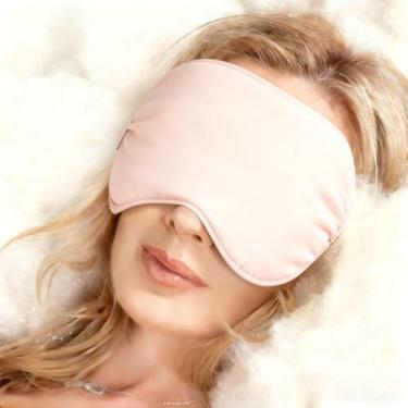 Imagem de 1 pç Máscara de Sono de Seda 3D Multicolorida Mulheres Homens Sombreamento Duplo Lado Portátil Viagem Eyepatch Ferramentas de Cuidados com os Olhos, 22 * 12 cm (Rosa Claro)