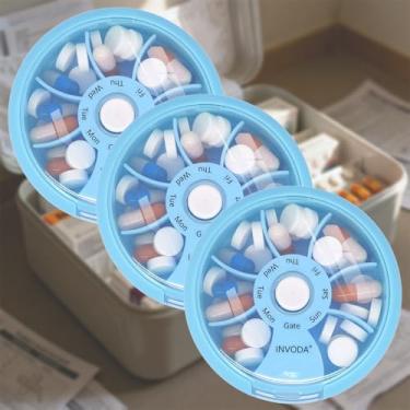 Imagem de 3 peças, organizador de comprimidos de viagem, semanal, caixa de comprimidos diária de 7 dias, estojo de comprimidos portátil para suplementos de óleo de peixe, organizador de vitaminas