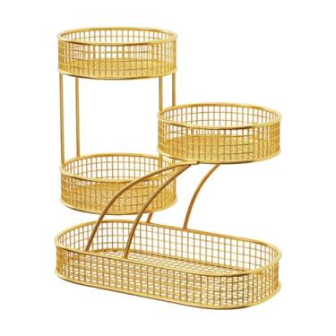 Imagem de Ioensy Cesta de frutas, fruteira de malha, organizador multifuncional para balcão de banheiro e quarto, prateleira para cuidados com a pele, frutas e, Ouro