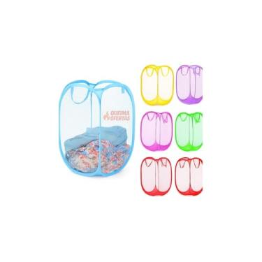 Imagem de Cesto de Roupa Suja Flexível Dobrável, Nylon, Preto, 36x36x58cm, Compacto Quando Fechado 20x20cm