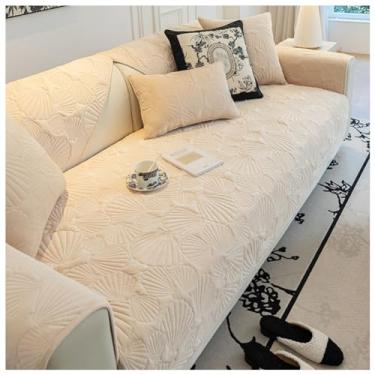 Imagem de SPXMQSS Capa de sofá de veludo cristal em forma de L, protetor de sofá quente e espesso, capa de almofada universal antiderrapante lavável P 45 x 45 cm