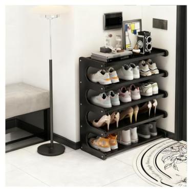 Imagem de SPXMQSS Sapateira de bambu, prateleira de sapateira de 4/5/6 níveis livre, armazenamento de armário de sapatos para entrada, prateleira de exibição multifuncional, economia de espaço, para entrada
