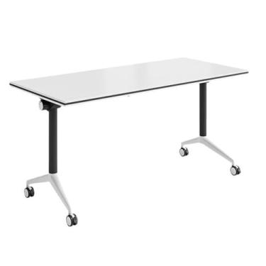 Imagem de SPXMQSS Mesa de conferência dobrável, mesa de reunião móvel dobrável com rodas, design que economiza espaço para casa, escritório, sala de conferências, treinamento, 140 x 60 x 75 cm