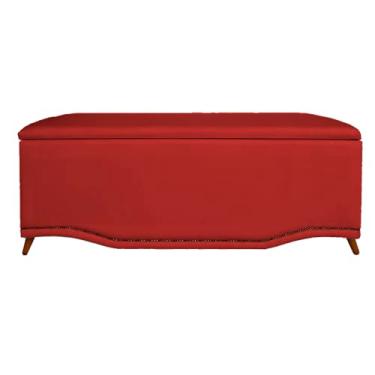 Imagem de Calçadeira Recamier Baú Casal 140cm Greta Suede Vermelho - DS Estofados