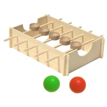 Imagem de MERIGLARE Jogo de rotação de bola de madeira faça você mesmo para jardim de infância, brinquedo profissional para coordenação olho-mão, atividade de