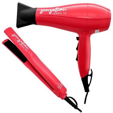 Imagem de Kit Gama com Secador de Cabelo Sensation com 2 Velocidades e 3 Temperaturas + Prancha Alisadora Sensation Bivolt