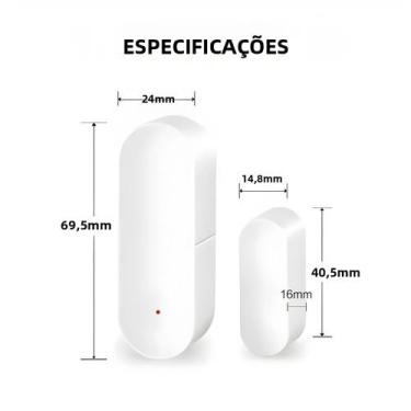 Imagem de Sensor De Porta Inteligente WiFi Zigbee Controle Pelo App Tuya Smartli