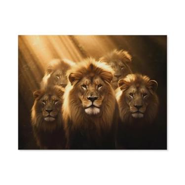 Imagem de HouLaiZhe Pôster animal leão luz solar efeito Tyndall parede estética pôsteres decoração de quarto pintura de parede galeria sala decoração de parede para quarto sala de estar escritório 20 x 26