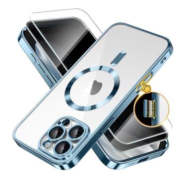 Imagem de Capa magnética para iPhone 16 Pro com botão de controle da câmera, compatível com MagSafe, [proteção total da câmera] [protetor de tela de privacidade] Capa de telefone transparente revestida para