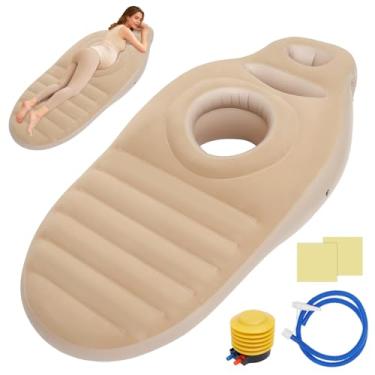 Imagem de Travesseiro inflável para gravidez, colchão de maternidade de corpo inteiro de PVC com orifício para barriga e cabeça, confortável alivia dores nas costas e quadril para suporte para dormir, boia de