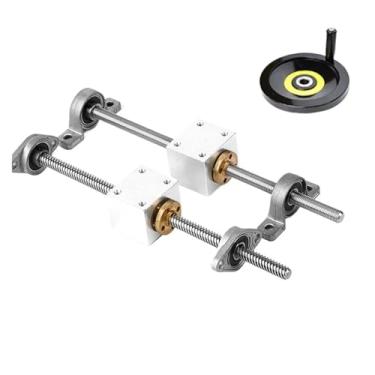 Imagem de Parafuso de avanço T12 diâmetro 12 mm chumbo 2/4/8/12 mm parafuso trapezoidal conjunto de parafusos volante com suporte vertical de porca (chumbo 4 mm KFL conjunto, 250 mm)