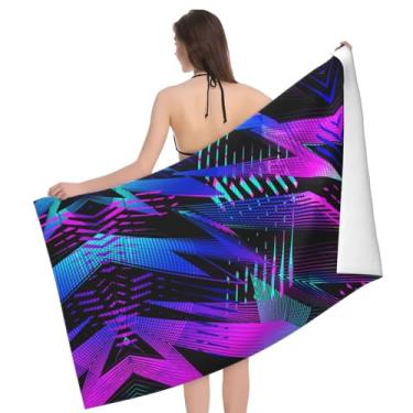 Imagem de ZERAOKE Cyberpunk Toalha de praia com estampa de textura grande 81 x 132 cm, secagem rápida, à prova de areia, toalha de banho e piscina para adultos, nadadores, presentes