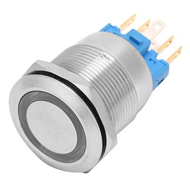 Imagem de Garosa Interruptor de Botão de Aço Inoxidável de 22 Mm, Cabeça de Anel Plano Com Luz, Interruptor de Travamento Automático para Iluminação Automotiva e Uso Industrial (#02)