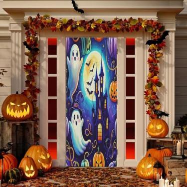 Imagem de Wassud Boo-boos com decoração de porta de casa assustadora faixa interna externa decoração de casa de varanda grande decoração de porta da frente 96 x 98 polegadas