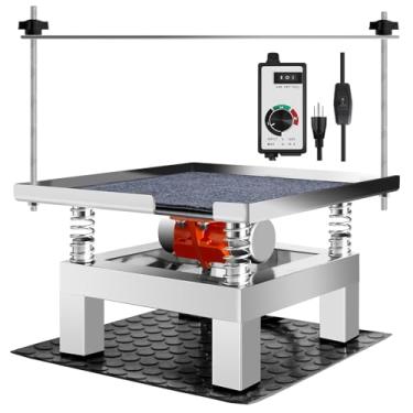 Imagem de Mesa vibratória de concreto 19,7 × 19,7 cm com tapete de pano, para moldes ferramenta de vibração de concreto de aço inoxidável de laboratório, ajuste do regulador de 110 V