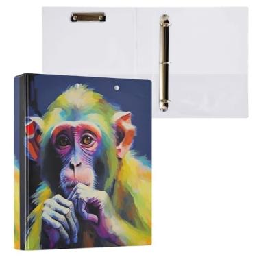 Imagem de Wassud Fichário de macaco com clipe organizador de 3 anéis com fichário decorativo de bolso transparente A4 suporte de documentos para escritório, casa, 1 pacote