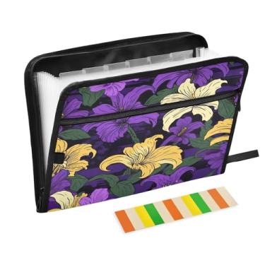Imagem de Wassud Flores em fundo preto sanfonado organizador de arquivos carta a4 pastas de arquivo de papel organizador de documentos fólio com etiquetas pasta de arquivo expansível 13 bolsos