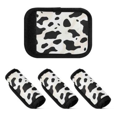 Imagem de Qilmy Embalagem com alça de bagagem, textura de vaca, 2 unidades, identificadores de bagagem, etiqueta confortável, alças para carrinho de bebê, mala de viagem, acessórios de viagem de avião152