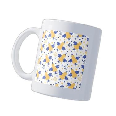 Imagem de Caneca Xícara de Café Porcelana 300ml Com Desenho Animais e Compasso