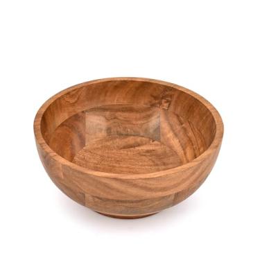 Imagem de Samhita Tigela decorativa de madeira de acácia – Tigela de centro de mesa redonda curvada para mesa, casamento, casa, decoração de festa (25 x 25 x 10 cm)